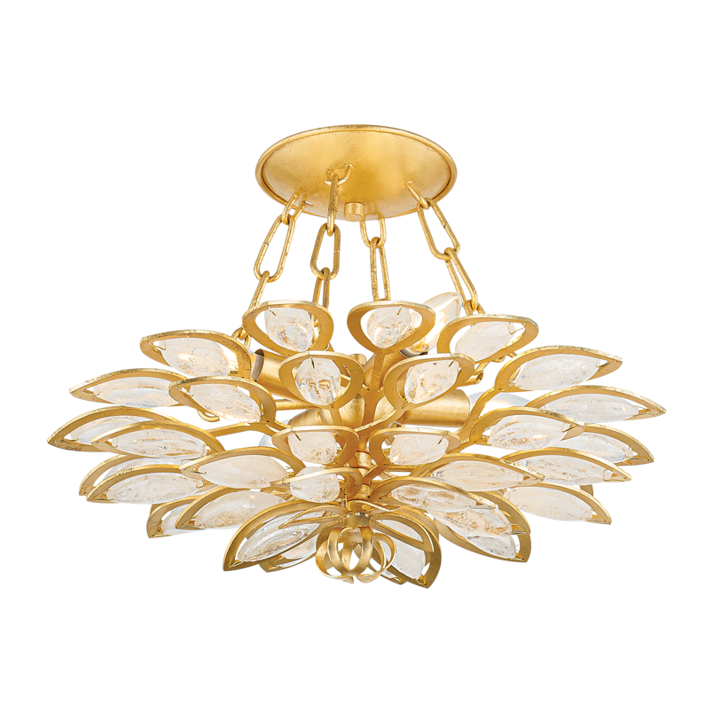 Corbett Vittoria 4 Light Gold Leaf Semi Flush Ceiling Light