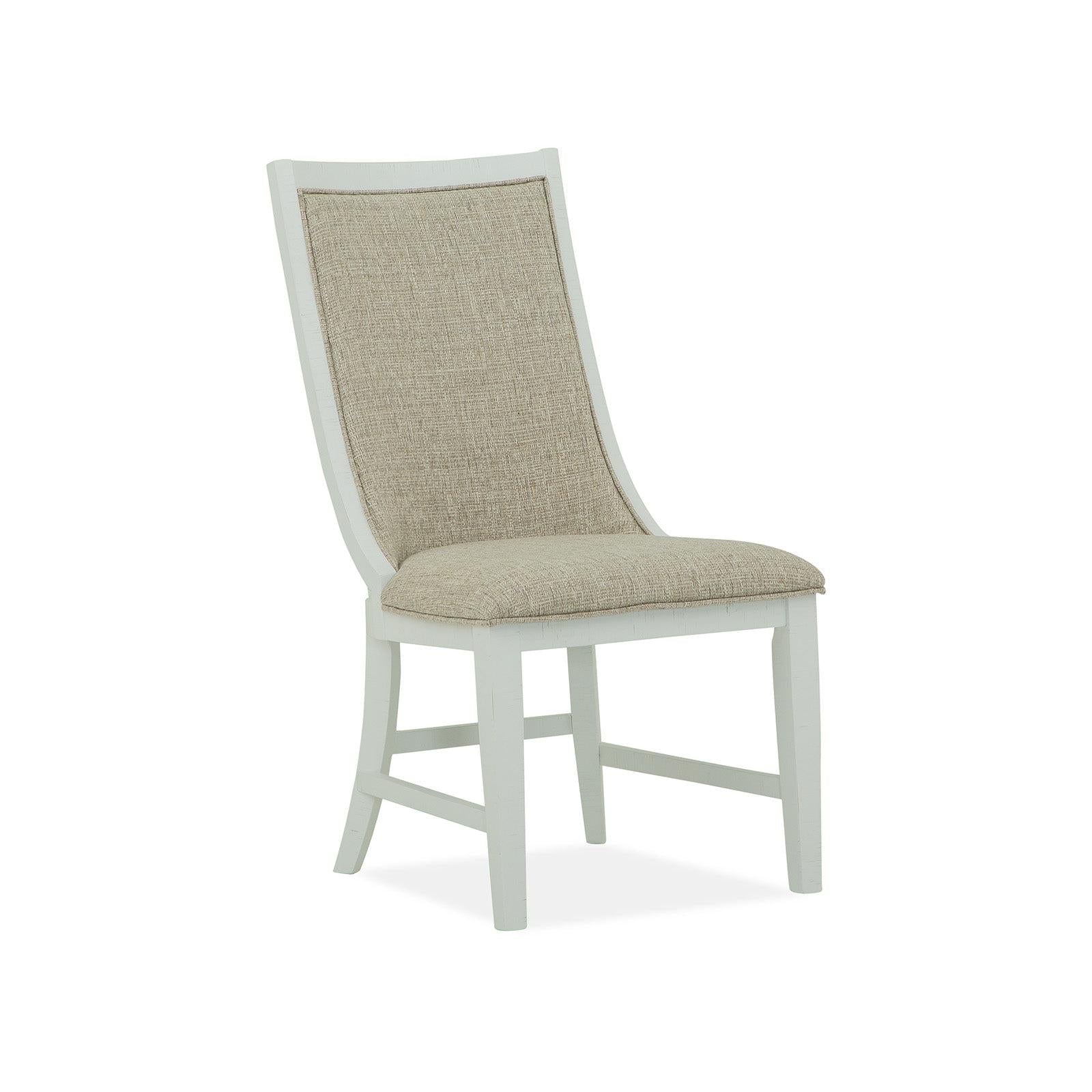 Magnussen Home Heron Cove Chalk White And Dovetail Grey Upholstered Host Chair Set of 2