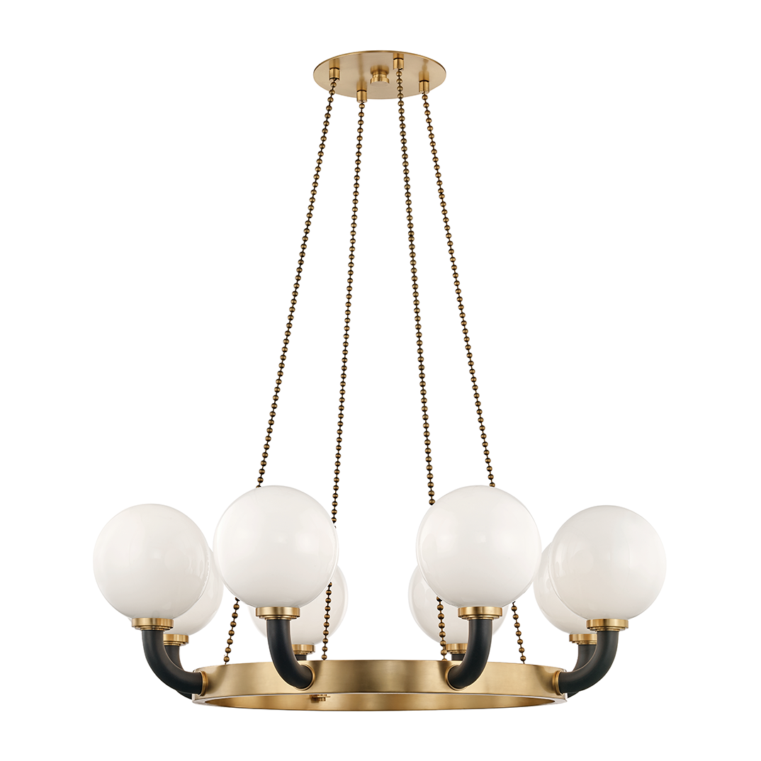 Hudson Valley Lighting Werner 8 Light 46 inch Aged Brass/Black Chandelier Ceiling Light