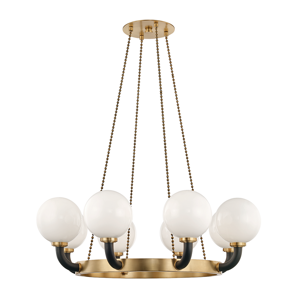 Hudson Valley Lighting Werner 8 Light 46 inch Aged Brass/Black Chandelier Ceiling Light