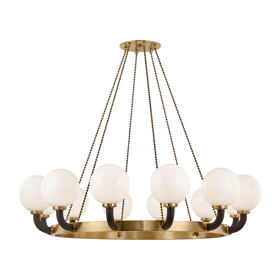 Hudson Valley Lighting Werner 12 Light 61 inch Aged Brass/Black Chandelier Ceiling Light
