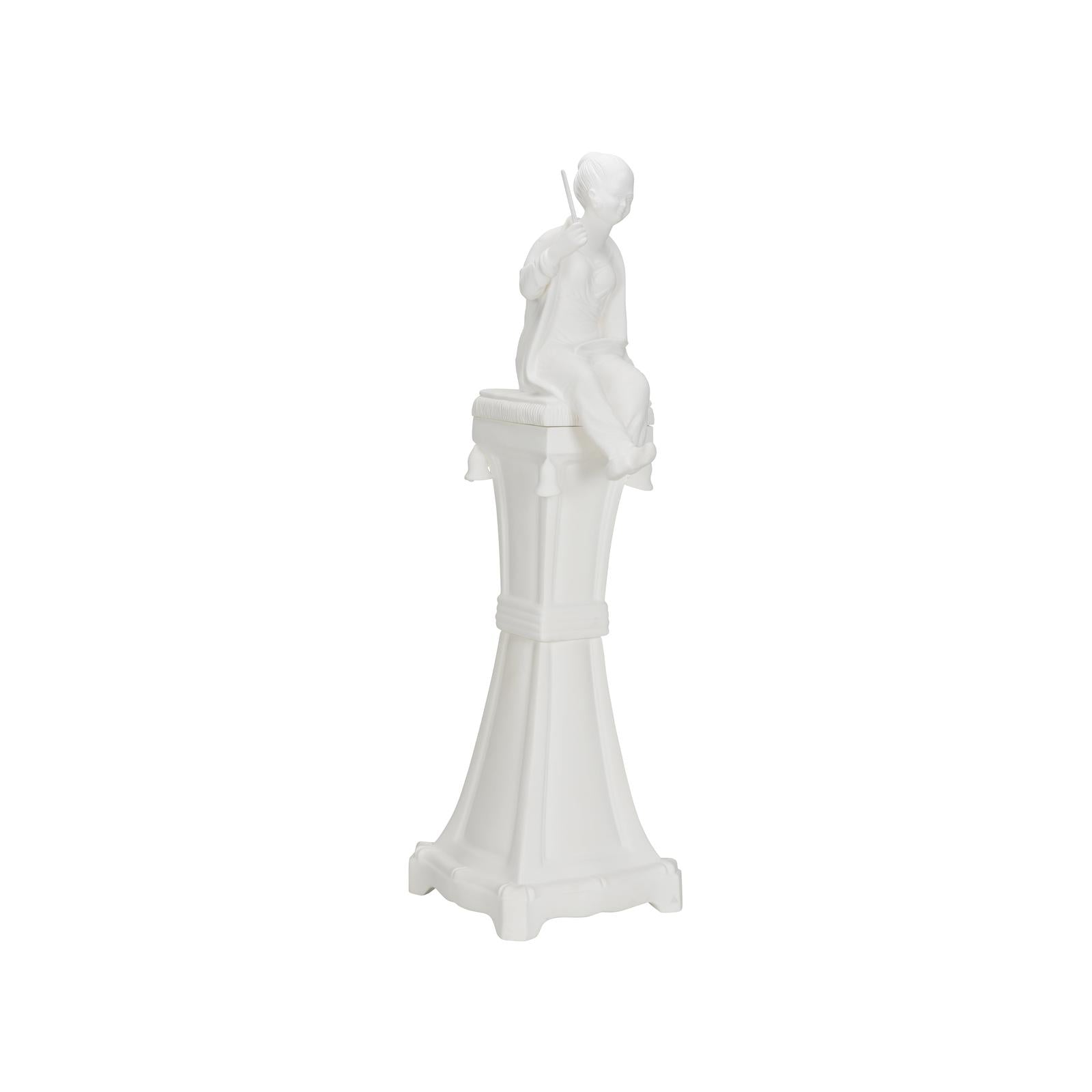 Chelsea House Chinoiserie Woman on Pedestal, White