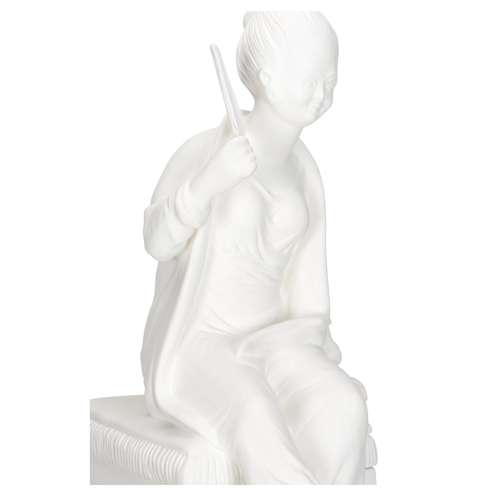 Chelsea House Chinoiserie Woman on Pedestal, White