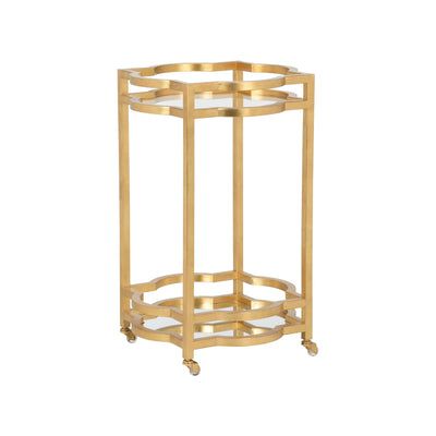 Chelsea House Quatrefoil Gold Bar Cart
