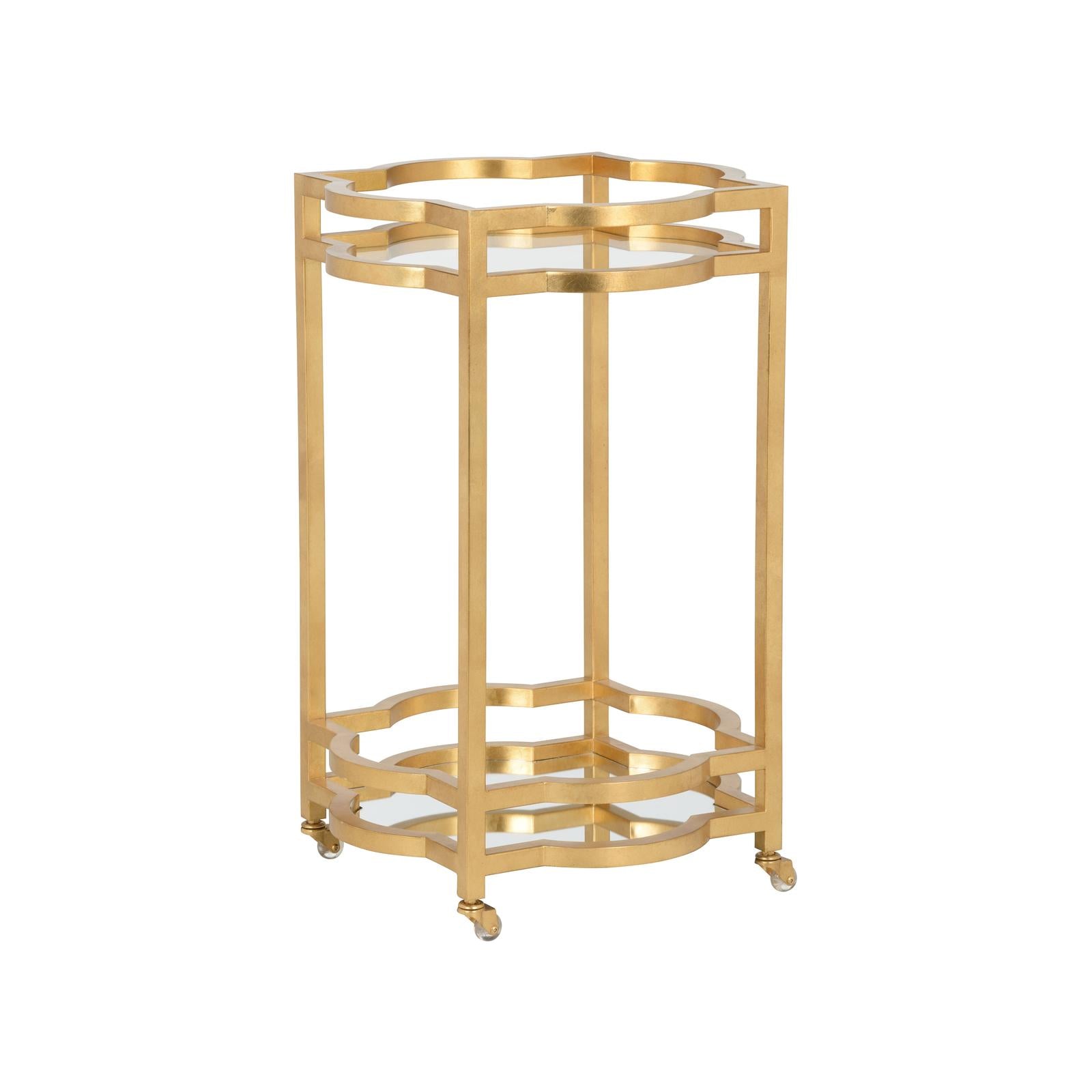 Chelsea House Quatrefoil Gold Bar Cart
