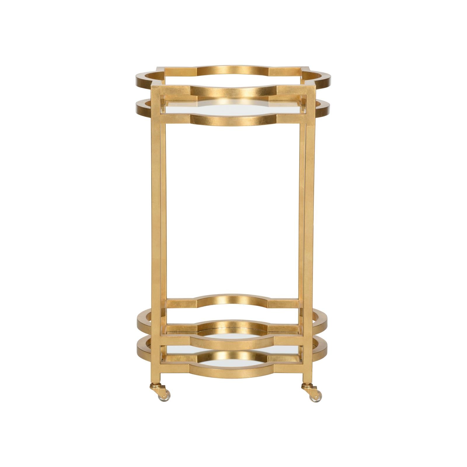 Chelsea House Quatrefoil Gold Bar Cart
