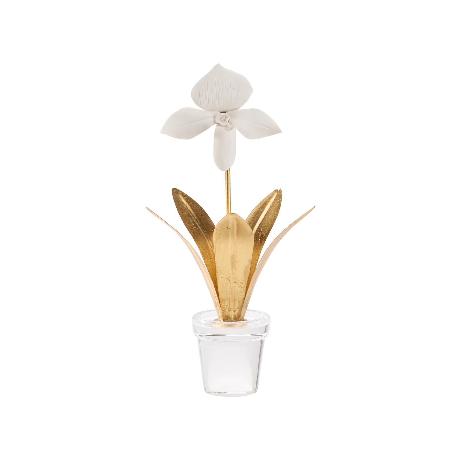 Chelsea House Lady Slipper Orchid Porcelain Flower