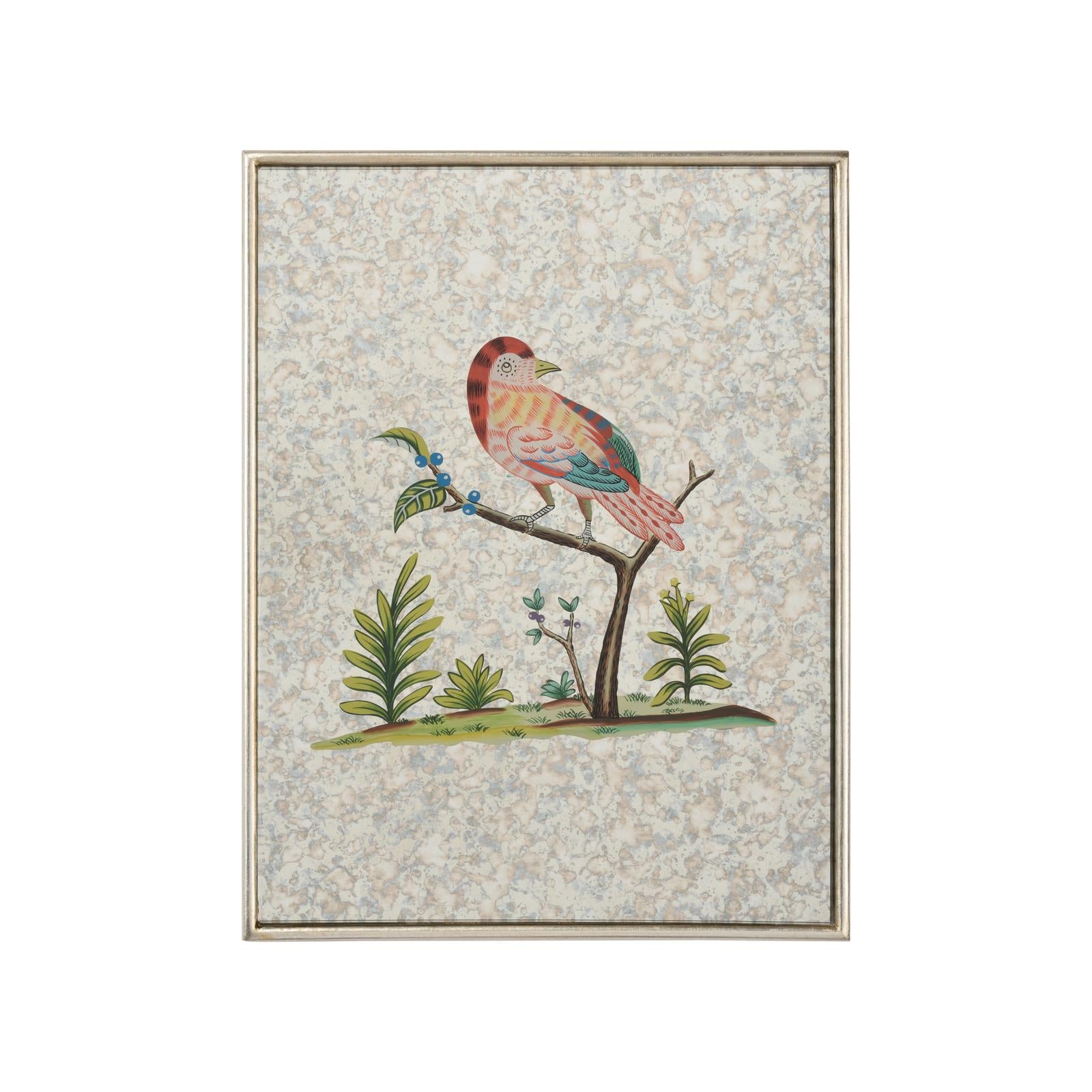 Chelsea House Square Antiqued Mirrored Bird Frame