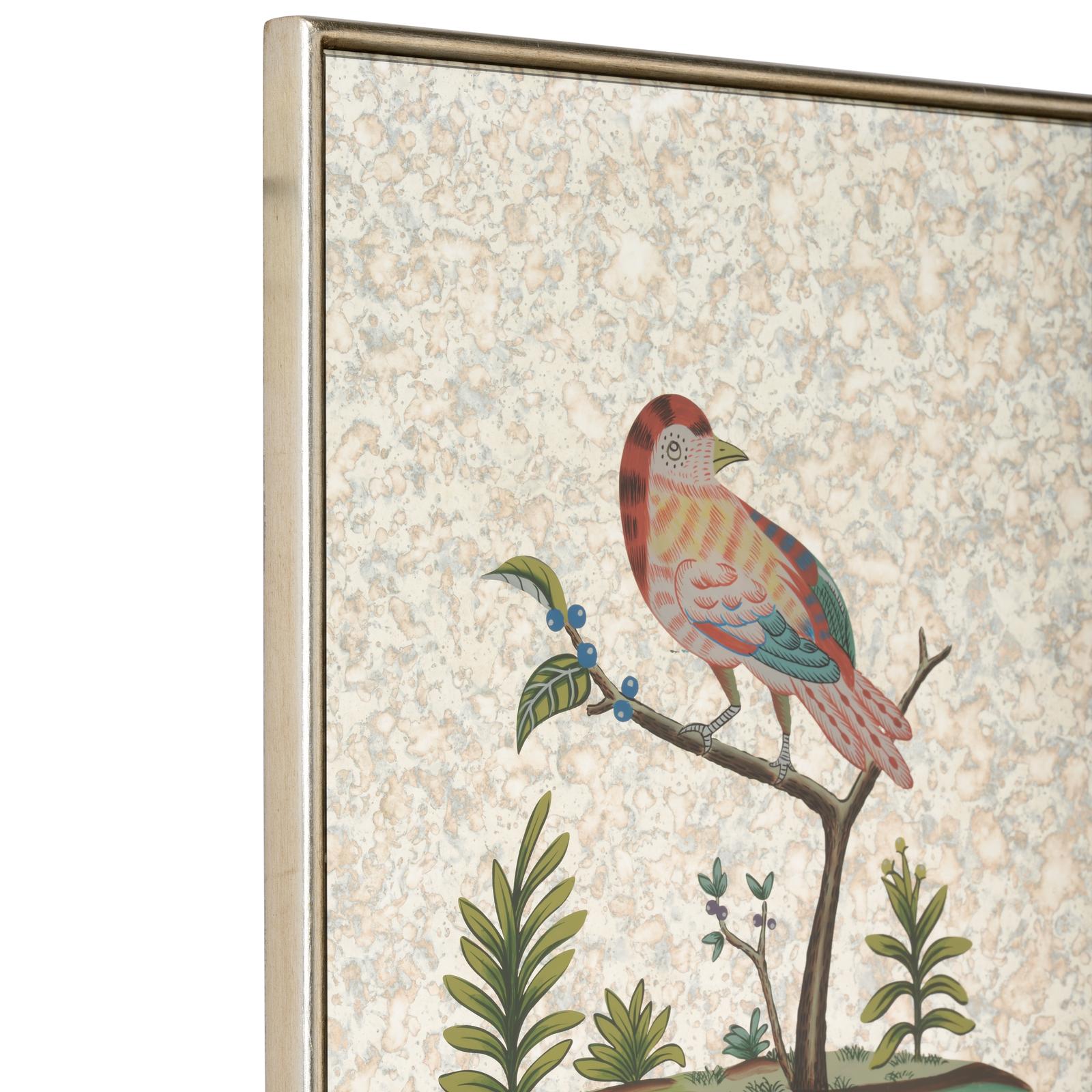 Chelsea House Square Antiqued Mirrored Bird Frame