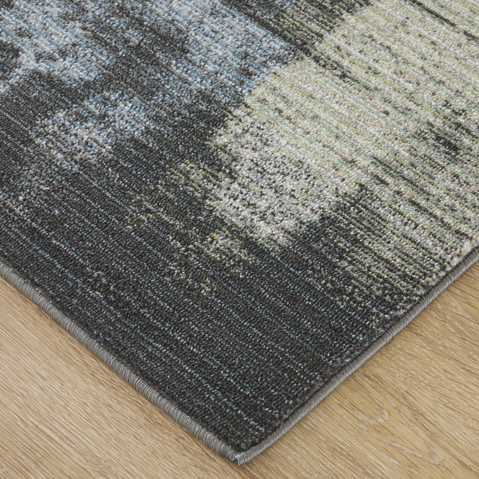 Feizy Greenwich 39U3F Modern Geometric, Black/Ivory/Blue, Rug