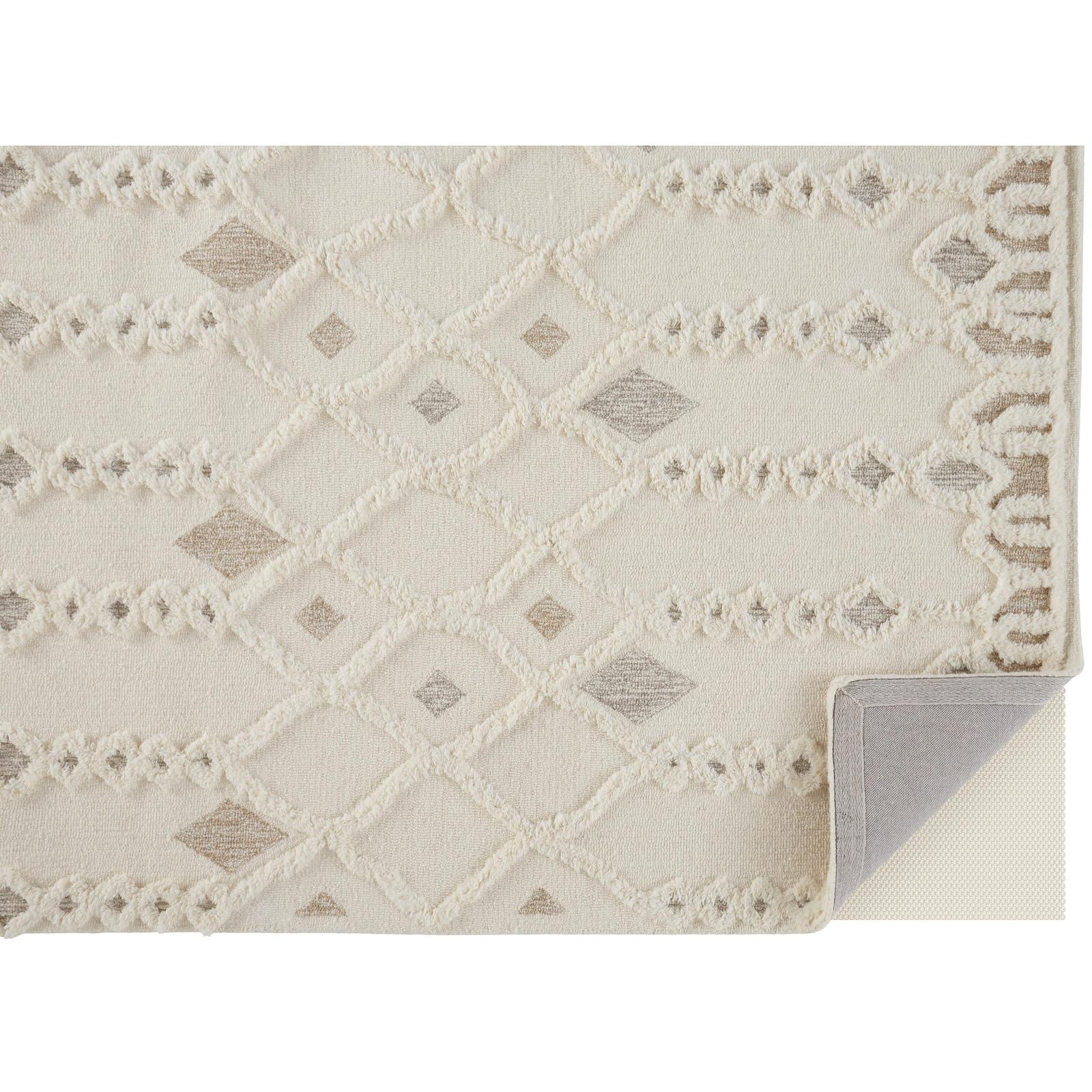 Feizy Anica 8011F Transitional Trellis & Lattice Rug in Ivory/Tan/Silver