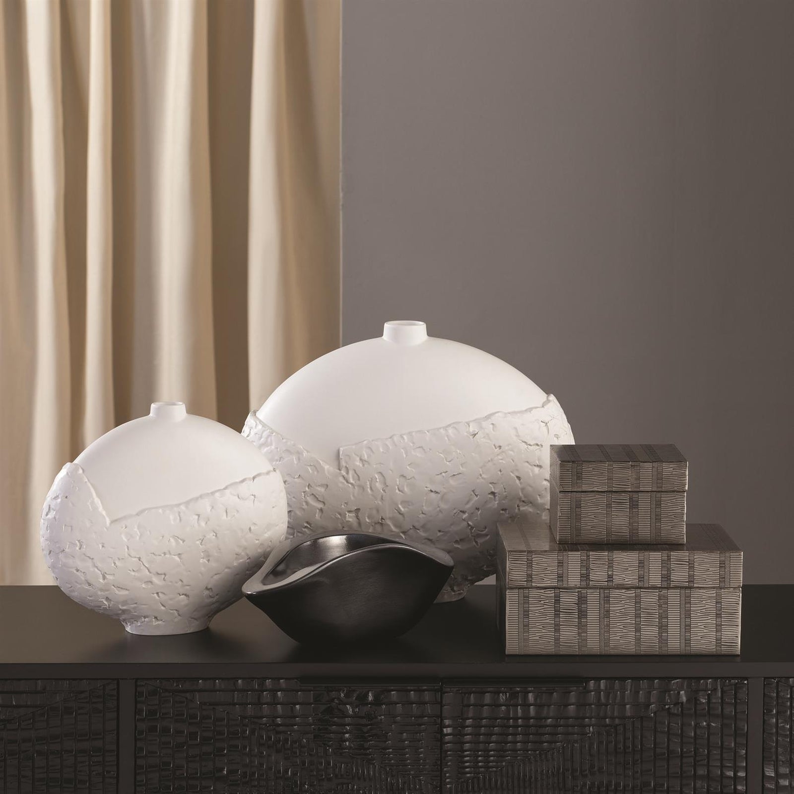 Global Views Matte White Asymmetrical Stipple Vase