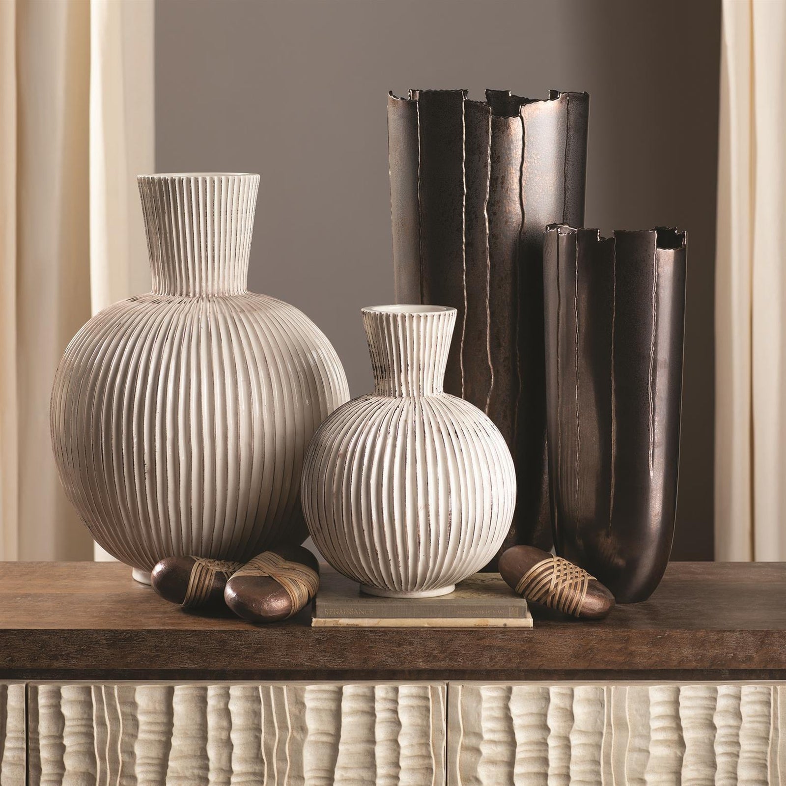 Global Views Furrow Sphere Vase