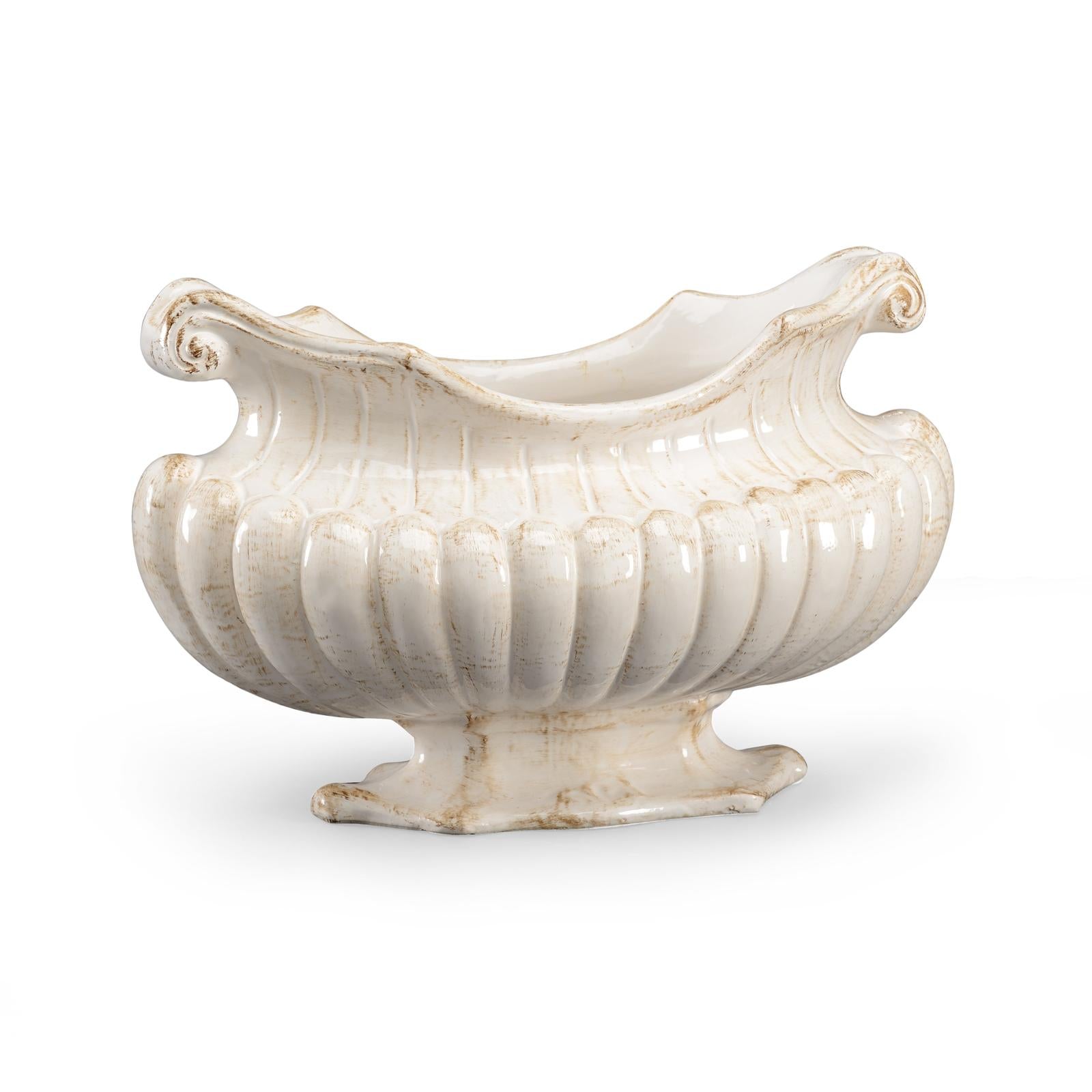 Chelsea House Antique White Oval Pot