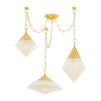 Corbett Angelique 3 Light Vintage Polished Brass Chandelier Ceiling Light