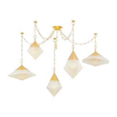 Corbett Angelique 5 Light Vintage Polished Brass Chandelier Ceiling Light