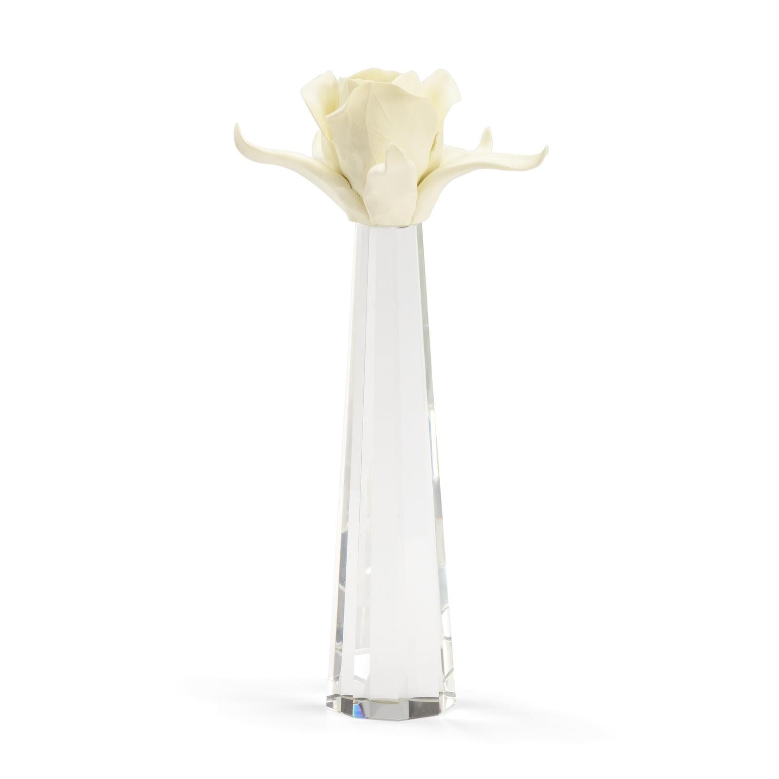Chelsea House Large Cream Rose On Stand Porcelain Flower