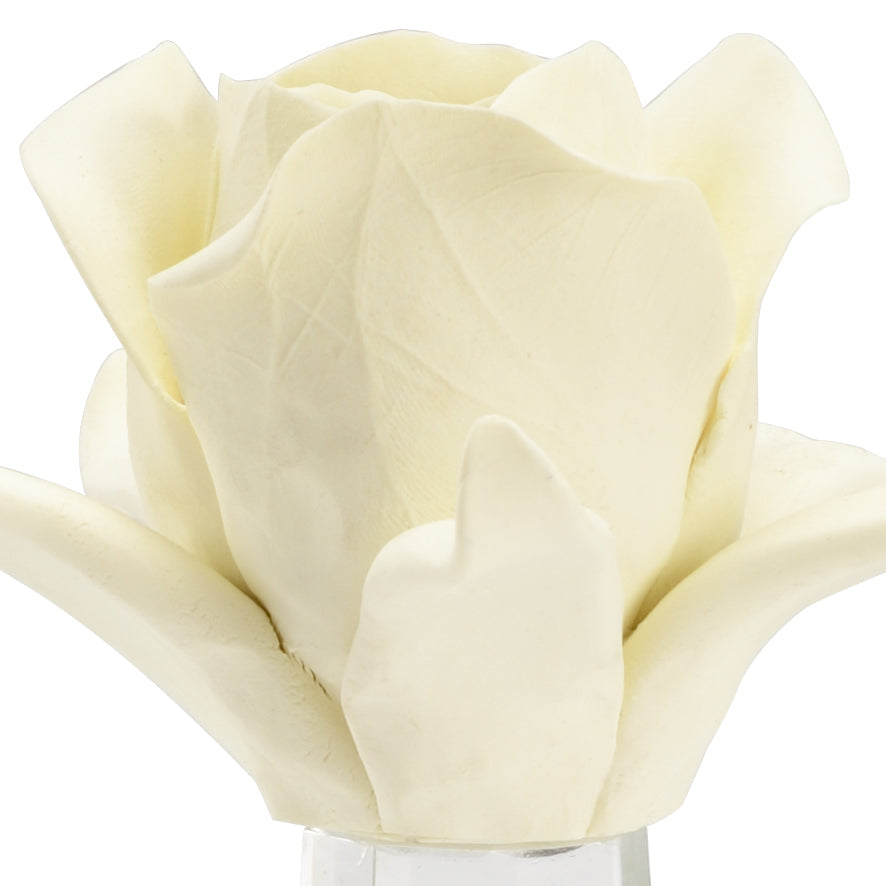 Chelsea House Large Cream Rose On Stand Porcelain Flower