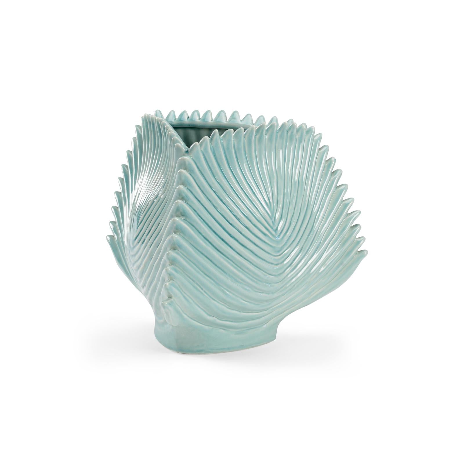 Chelsea House Seafoam Palm Leaf Vase