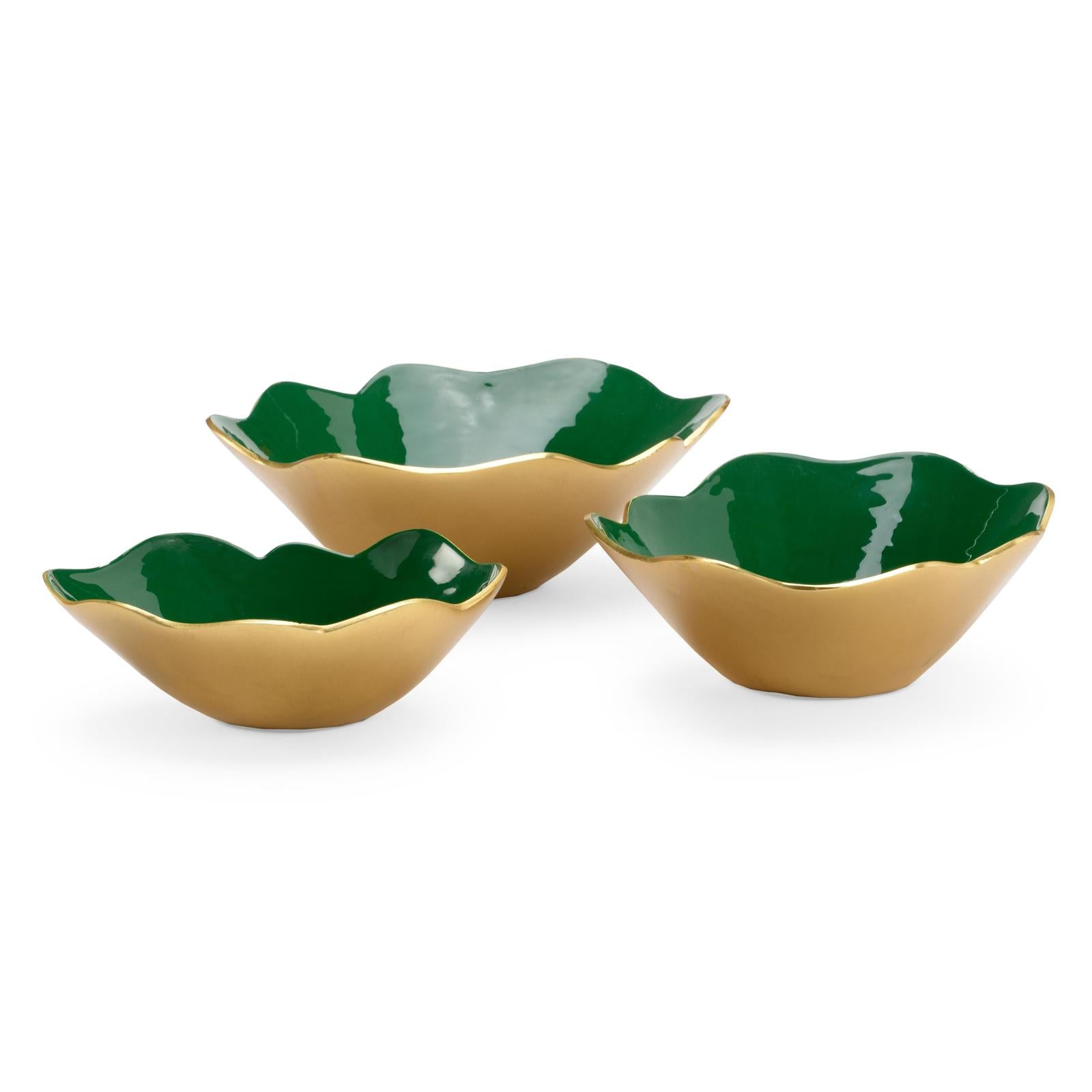 Chelsea House Emerald Enameled Bowls, Set of 3