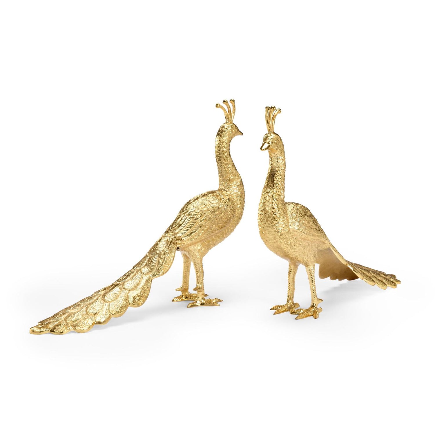 Chelsea House Brass Peacocks Sculpture, Set of 2