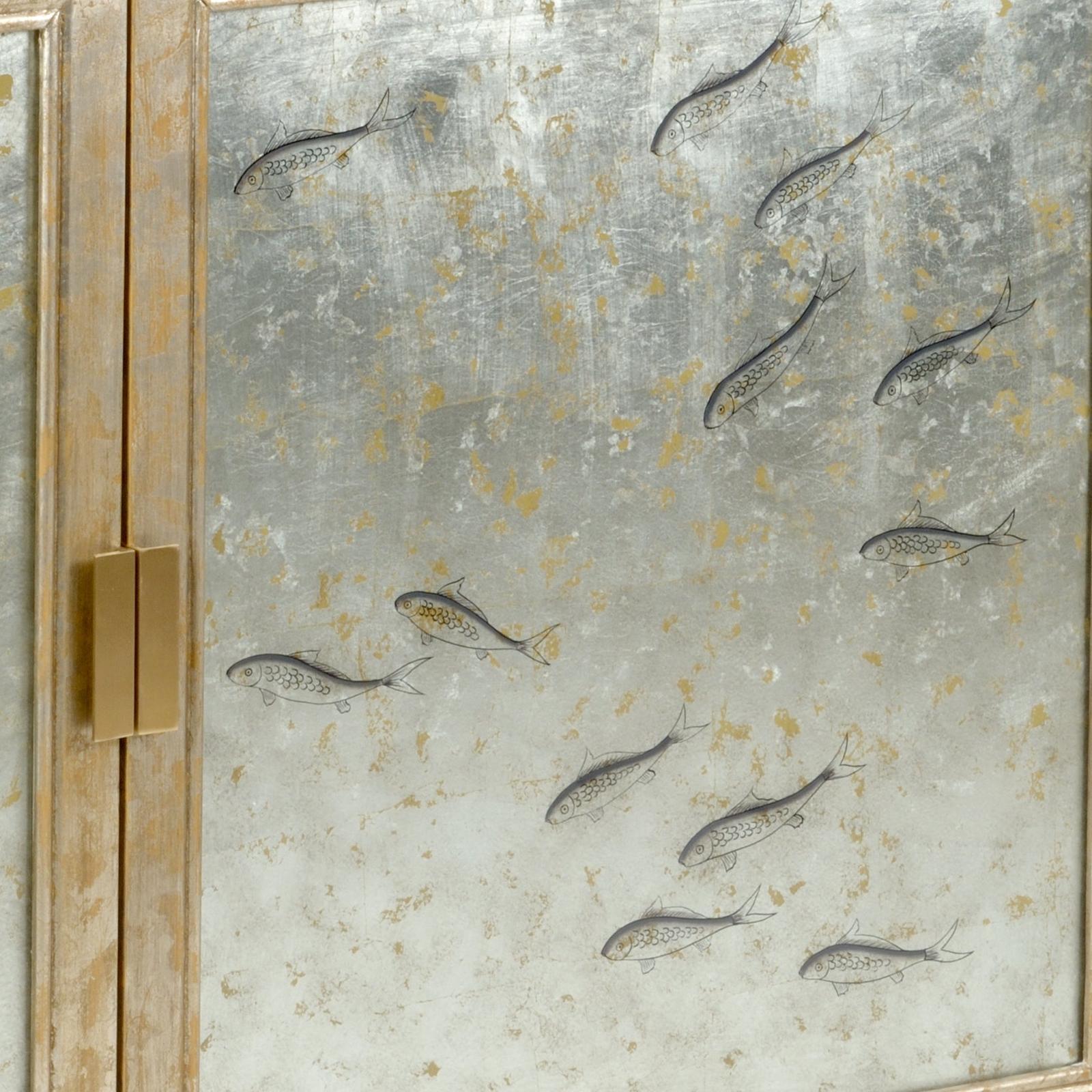 Chelsea House Chinoiserie Fish Painted Cabinet
