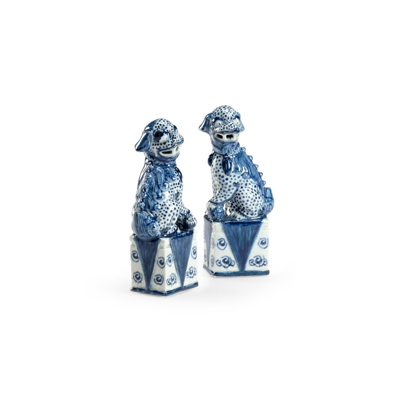 Chelsea House Blue And White Palace Dogs, Pair