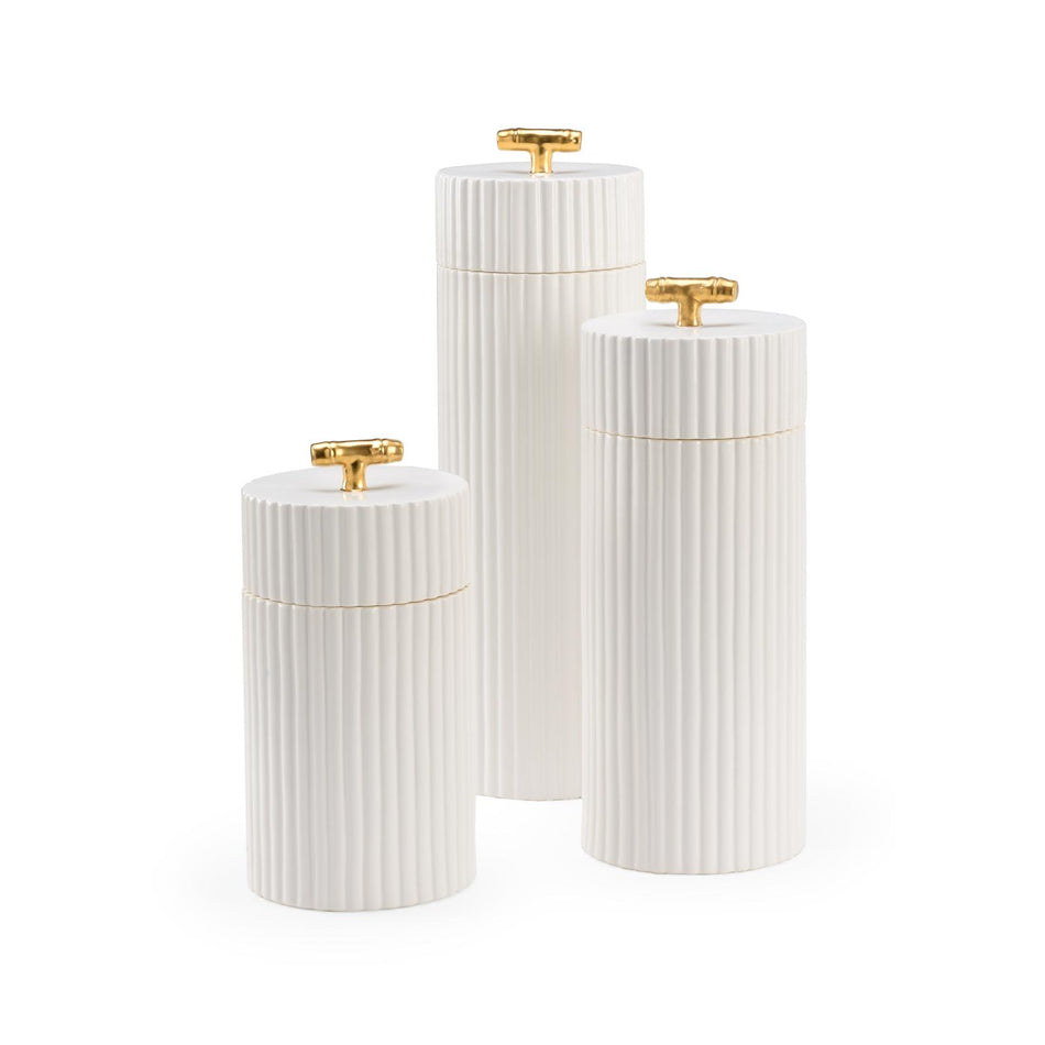 Chelsea House White Bamboo Canisters, Set of 3
