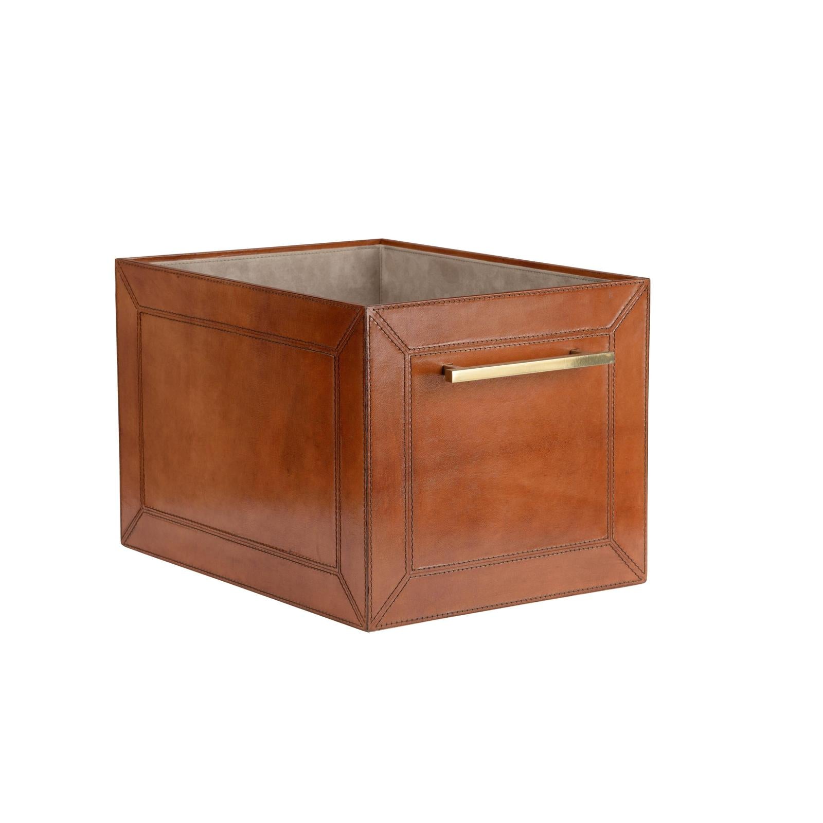 Chelsea House Leather Cognac Storage Cube