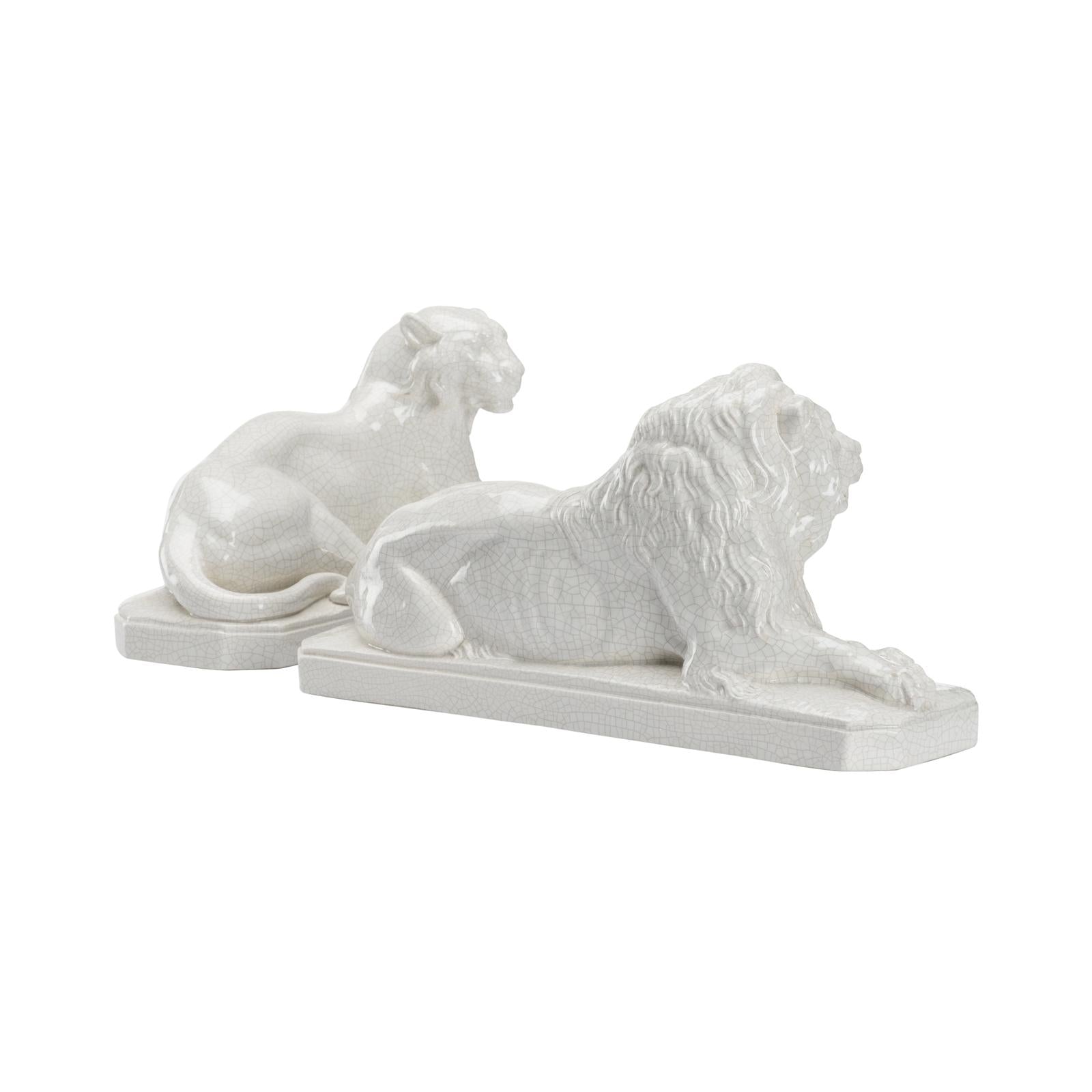 Chelsea House White Lions Figure, Set of 2