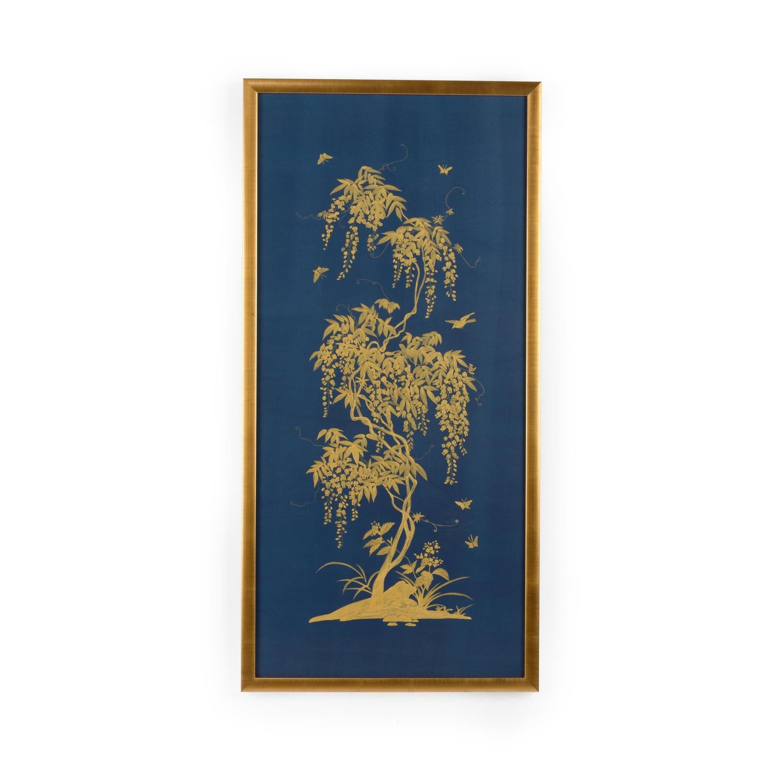 Chelsea House Gold Flowering Tree On Blue Frame