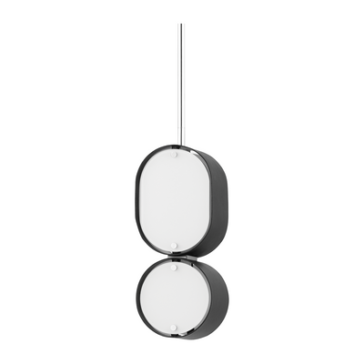 Corbett Opal 2 Light Soft Black With Stainless Steel Pendant Ceiling Light Clearance
