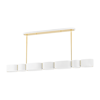 Corbett Opal 7 Light Soft White/Vintage Brass Linear Ceiling Light Clearance
