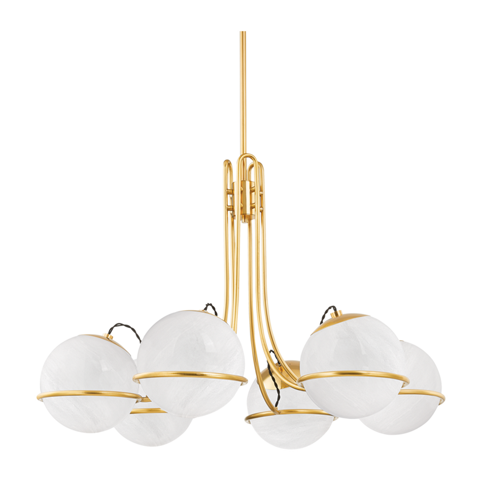 Hudson Valley Lighting Hingham 6 Light 40 inch Aged Brass Chandelier Ceiling Light
