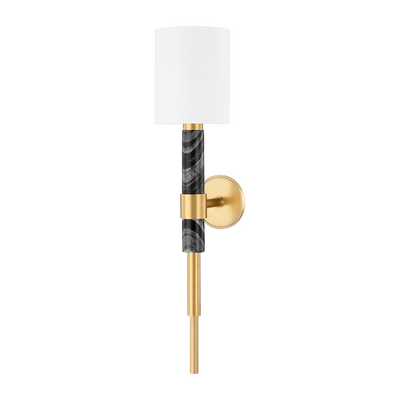 Corbett Solstice 1 Light Vintage Brass and Black Marble Wall Sconce Wall Light
