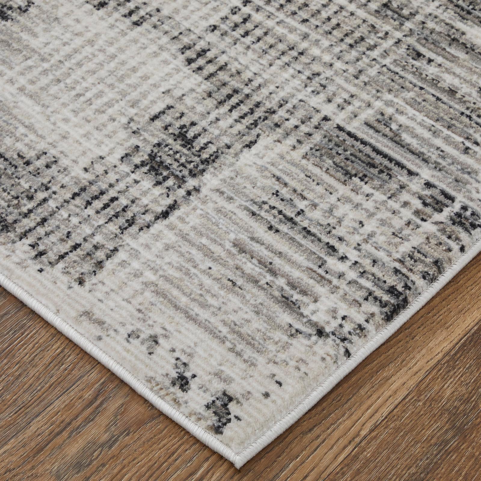 Feizy Sonora 39NYF Modern Abstract Rug in Gray/Ivory