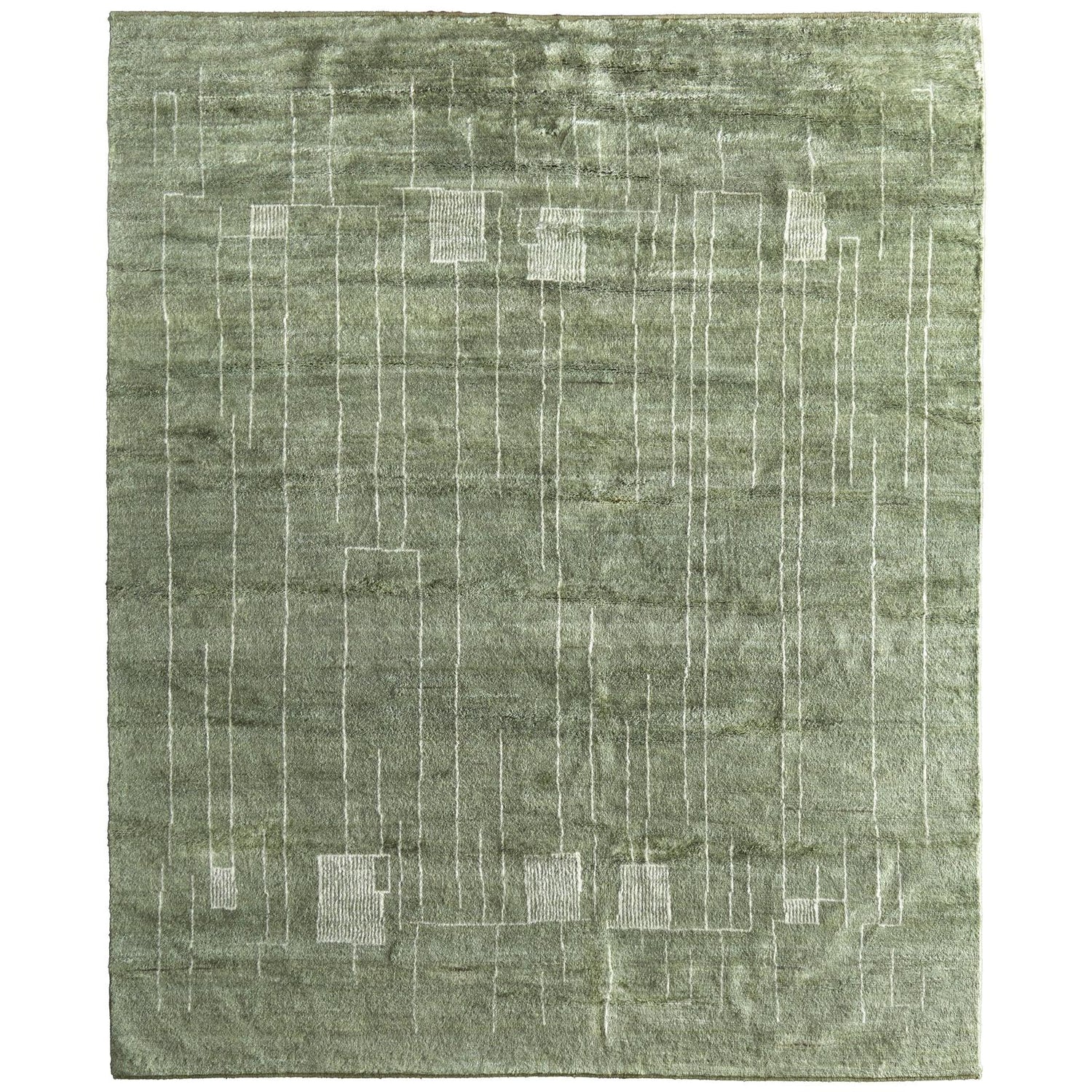 Feizy Agape 69HBF Modern Abstract Rug in Green/Ivory