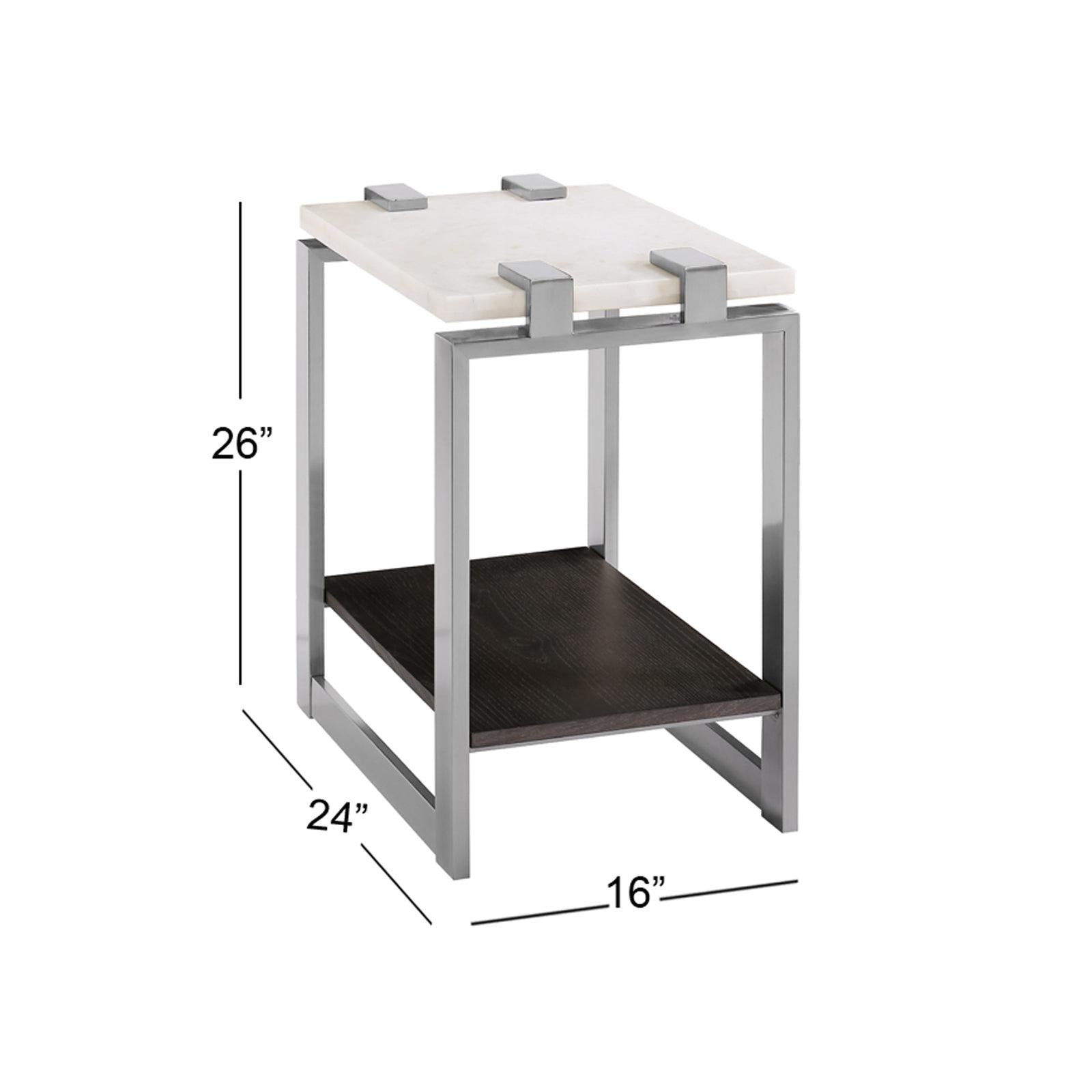 Magnussen Home Paradox Pearl White And Roasted Almond And Brushed Platinum Rectangular Accent Table