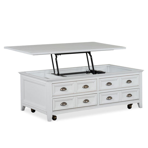 Magnussen Home Heron Cove Chalk White Lift Top Storage Cocktail Table With Casters