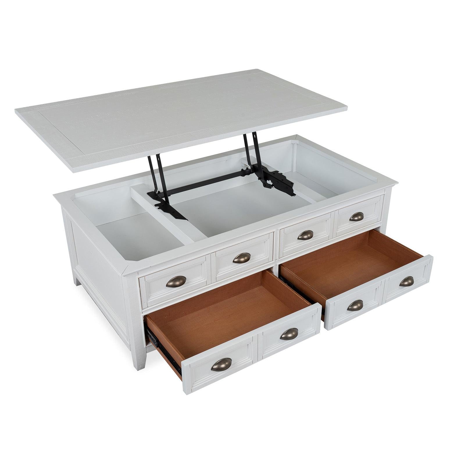Magnussen Home Heron Cove Chalk White Lift Top Storage Cocktail Table With Casters