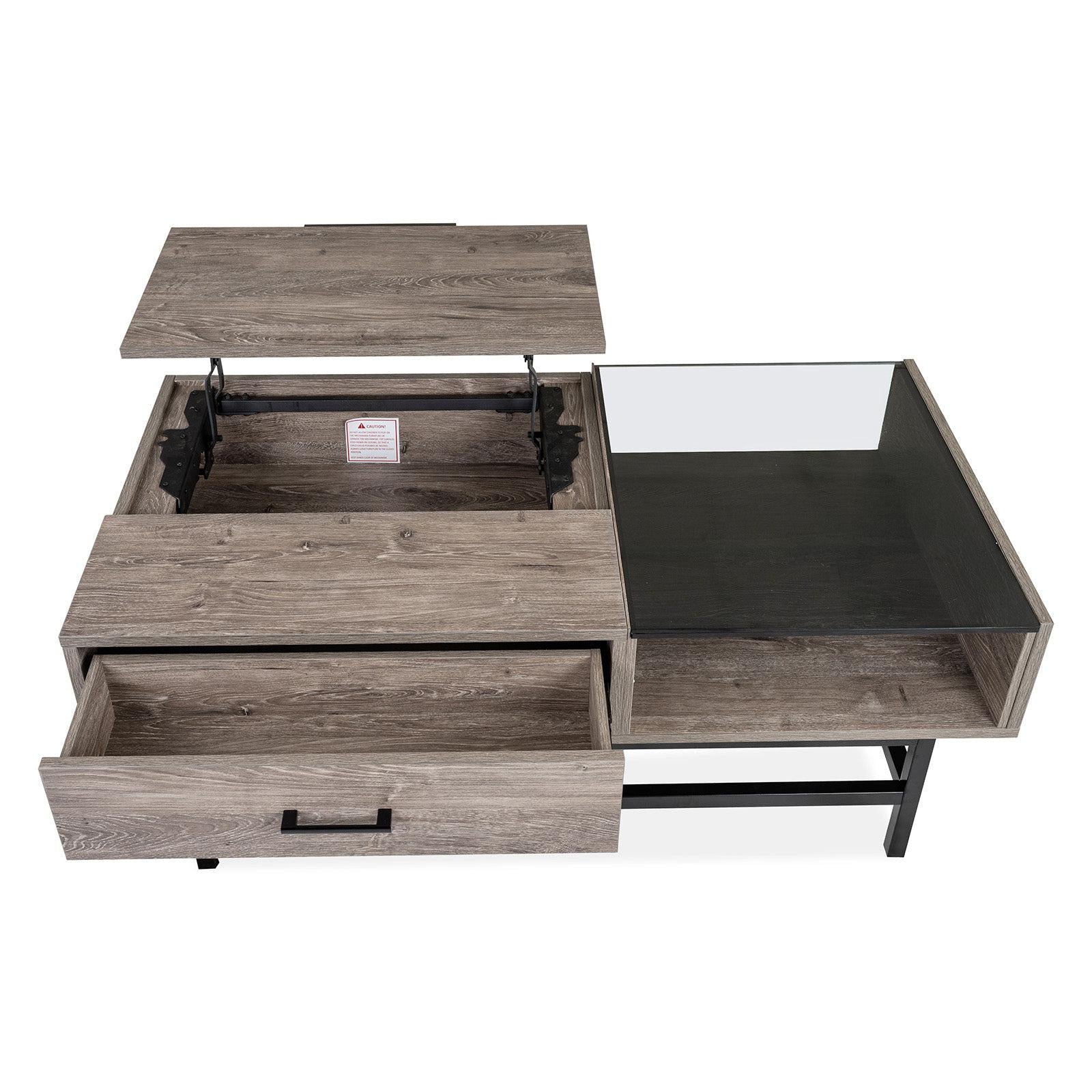 Magnussen Home Fenwick Whitetail Brown And Smoke Glass Rectangular Lift Top Cocktail Table