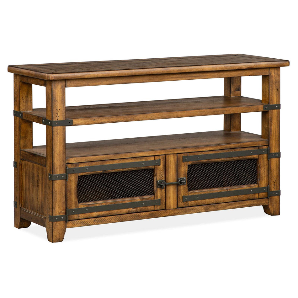 Magnussen Home Chesterfield Farmhouse Timber Rectangular Sofa Table