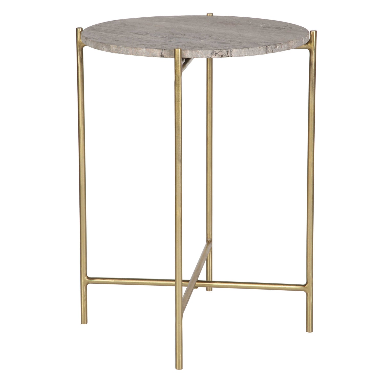 Modern Accents Travertine Stone Gold Frame Table