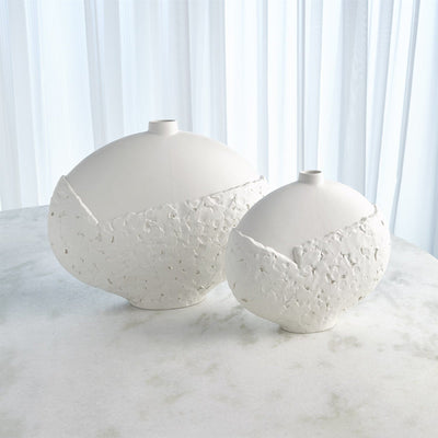 Global Views Matte White Asymmetrical Stipple Vase