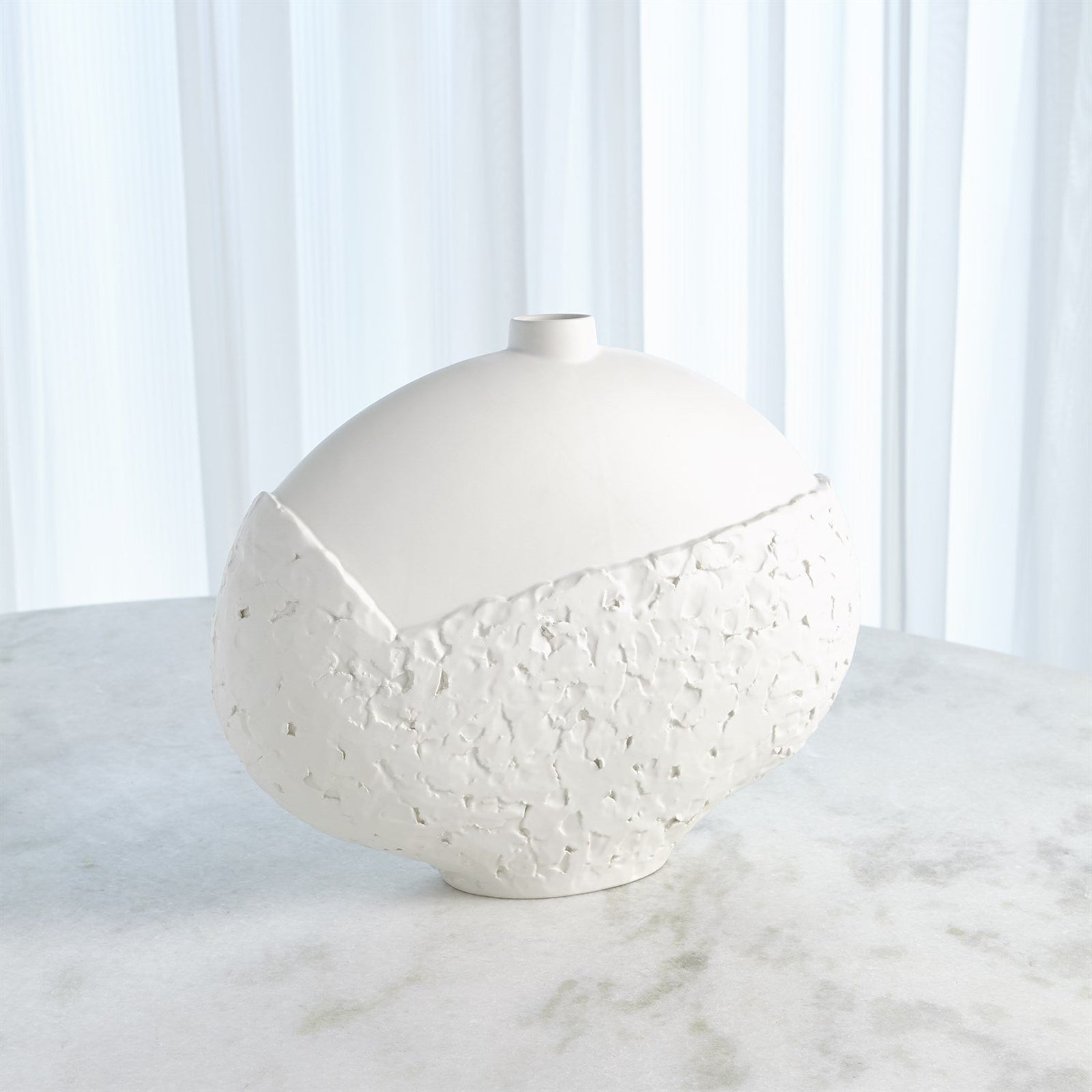 Global Views Matte White Asymmetrical Stipple Vase
