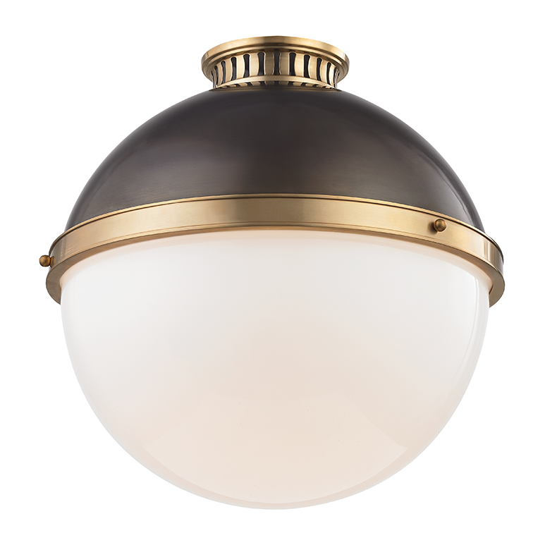Hudson Valley Lighting Latham 1 Light 14.75 inch Aged/Antique Distressed Bronze Flush Mount Ceiling Light