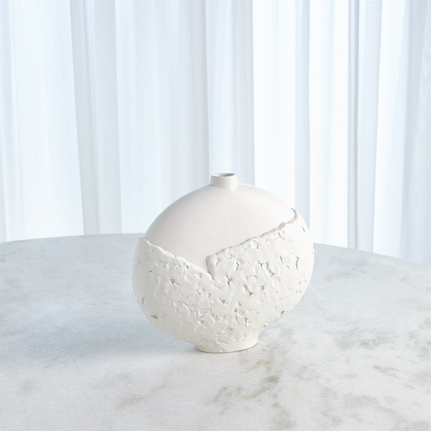 Global Views Matte White Asymmetrical Stipple Vase