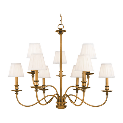 Hudson Valley Lighting Menlo Park 9 Light 33.5 inch Aged Brass Chandelier Ceiling Light