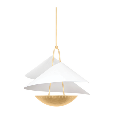Corbett Carini 3 Light Vintage Gold Leaf/Gesso White Pendant Ceiling Light