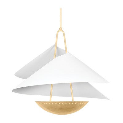 Corbett Carini 4 Light Vintage Gold Leaf/Gesso White Pendant Ceiling Light